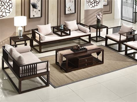 新中式沙发组合，实木沙发组合定做厂家，实木布艺酒店会所沙发定制_新中式家具定制