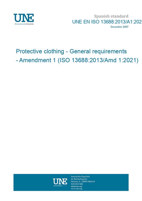 UNE EN ISO 13688:2013/A1:2021 Protective clothing - General ...