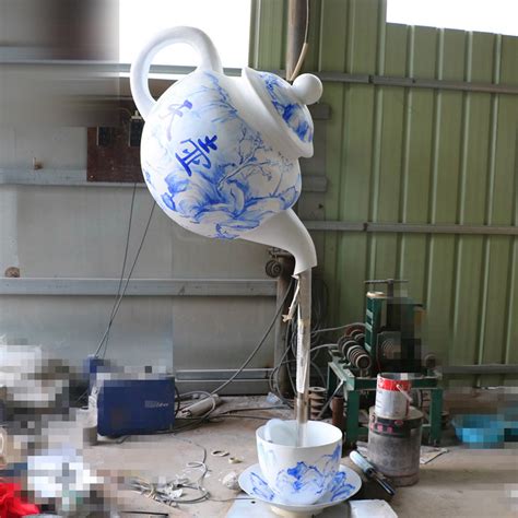 茶壶茶杯造型喷泉玻璃钢景观雕塑_厂家图片价格-玉海雕塑