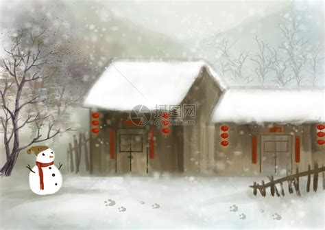 新年雪景插画图片下载-正版图片400091345-摄图网