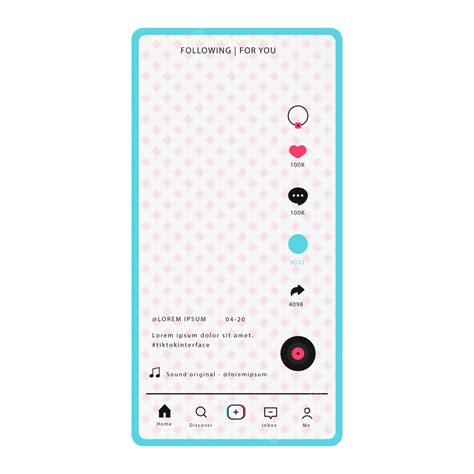 Tiktok Social Media App Live Interface Ui Frame Mobile On Transparent ...