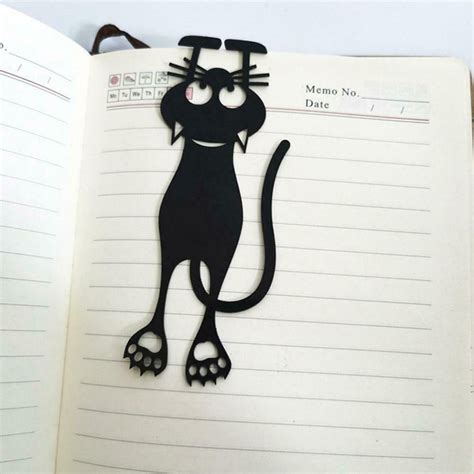 新款亚克力创意镂空黑色小猫书签 学生卡通可爱猫咪立体书签-阿里巴巴