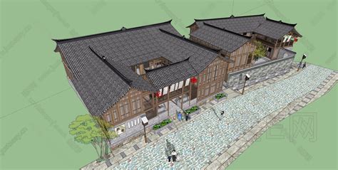 [贵州]丹寨苗族风情小镇建筑模型设计（2018年）-sketchup模型-筑龙渲染表现论坛