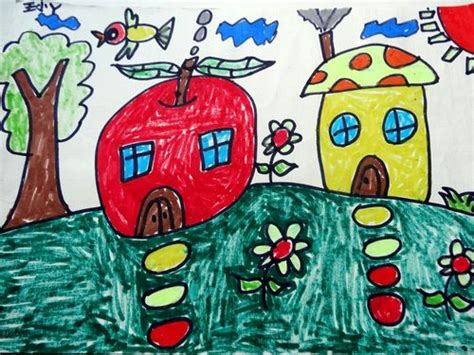 幼儿园小班美术作品：美丽的房子 - 绘画作品