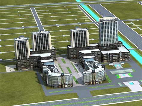 盐城商业及办公楼3dmax 模型下载-光辉城市