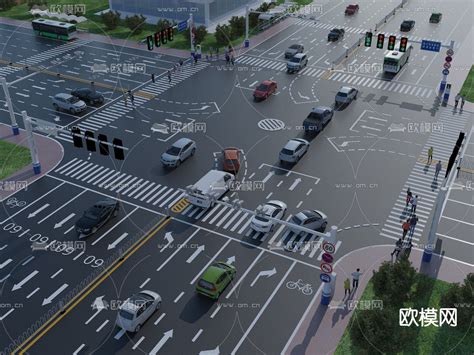 现代城市交通街道路口鸟瞰3d模型下载_ID11772013_3dmax免费模型-欧模网