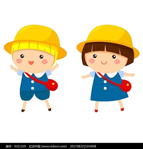 戴黄色帽子的两个小学生其他素材免费下载_红动中国