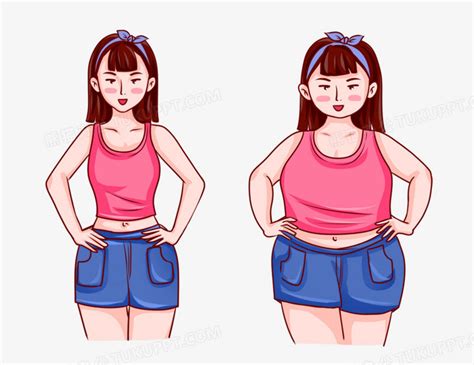 女孩减肥成功前后对比元素PNG图片素材下载_女孩PNG_熊猫办公