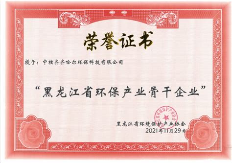 荣誉资质｜中核齐齐哈尔环保科技有限公司荣获“黑龙江省环保产业骨干企业”