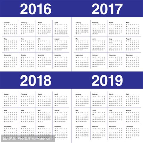 2019年日历表完美打印版Excel模板下载-包图网