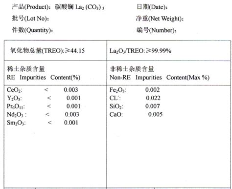 碳酸镧--上海龙津金属材料有限公司