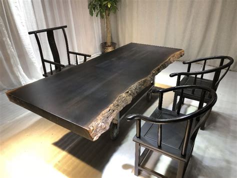 新中式全实木茶桌自然边原木大板泡茶桌椅办公室会客禅意功夫茶台-阿里巴巴