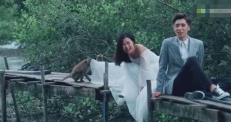 新娘拍婚纱照被一只猴子看光，新郎尴尬，摄像师则灵机一动