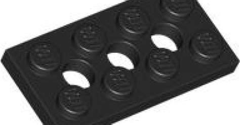 LEGO Part 370926 - 3709 - Plate 2x4, 3 x Diameter 4.9 Holes Black ...
