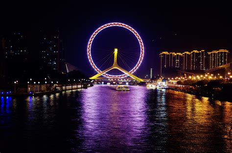 2021天津之眼是一座建在桥上的巨型摩天轮，高120米，是观赏海河夜景的最佳位置之一_天津之眼摩天轮-评论-去哪儿攻略