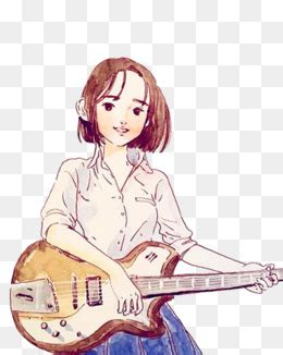 弹吉他温柔女生头像