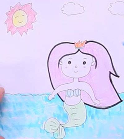 水彩幼儿画作品《我们是美人鱼》 肉丁儿童网