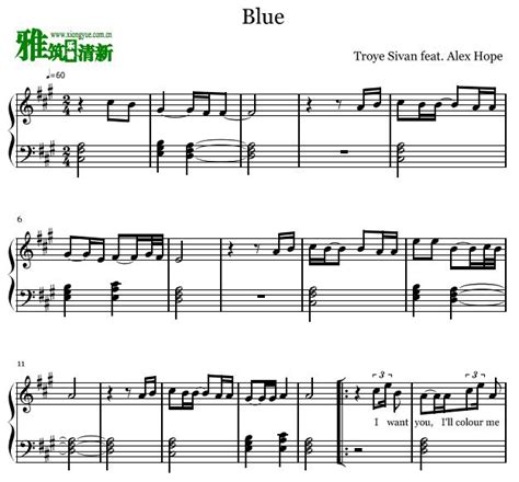 Troye Sivan - Blue 钢琴谱 - 雅筑清新个人博客 雅筑清新乐谱