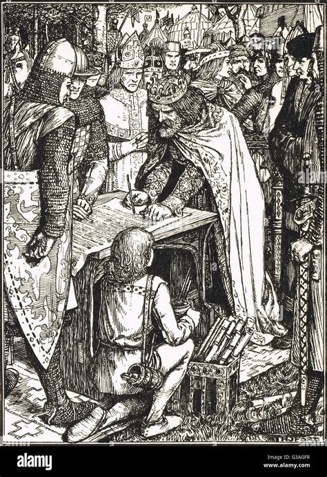 King John signing the Magna Carta in 1215 Stock Photo - Alamy