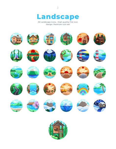30个景观创意扁平化图标源文件下载30 Landscape Icons Flat - 设计口袋