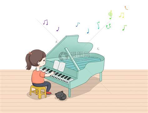 唯美黄昏弹钢琴的女孩插画图片下载-正版图片401770910-摄图网