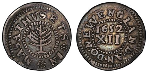 1652 Shilling Pine Tree, Large Planchet (Regular Strike) Massachusetts ...