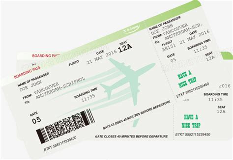 矢量绿色飞机机票PNG图片素材下载_矢量PNG_熊猫办公