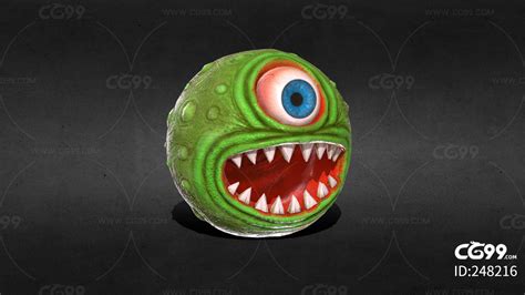 独眼怪 怪物 小妖怪 外星生物 异形 圆球生物 生物怪-cg模型免费下载-CG99