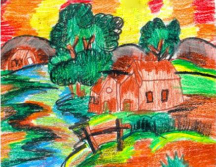 儿童画我的老家小山村,一幅小山村的画,小山村怎么画简笔画(第2页)_大山谷图库
