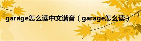 garage怎么读中文谐音（garage怎么读）_草根科学网