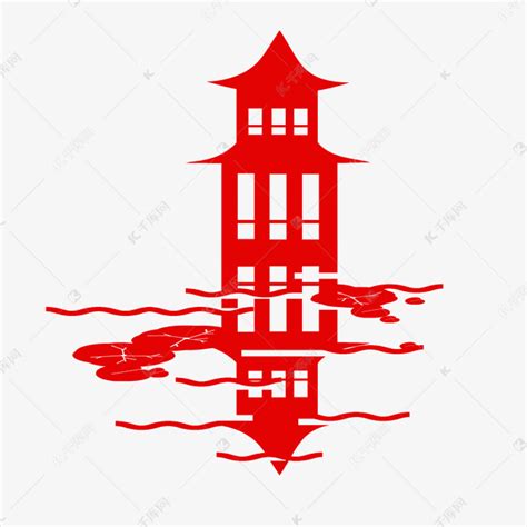 梅州八角亭剪纸插画素材图片免费下载-千库网