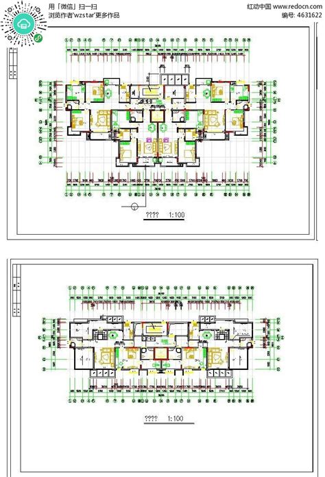 凤凰花园三期B-1#，C-9#小高层户型全套图CAD素材免费下载_红动中国
