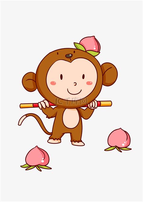 手绘十二生肖猴子插画素材图片免费下载-千库网