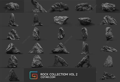 高精度写实风格岩石石头3D模型 Gumroad – Rocks Bundle_CGtar / CG艺站