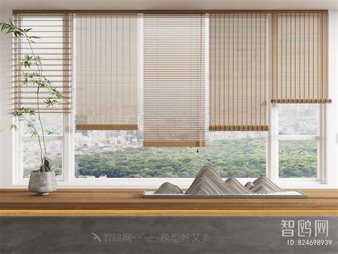 新中式带帘头的窗帘窗纱3d模型下载_模型ID:112769-让提网