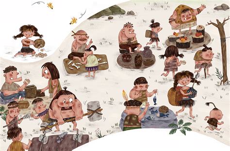 原始部落系列儿童绘本1|Illustration|kids illustration|哇哇哇儿插_Original作品-站酷ZCOOL