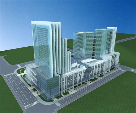 现代商业办公楼3dmax 模型下载-光辉城市
