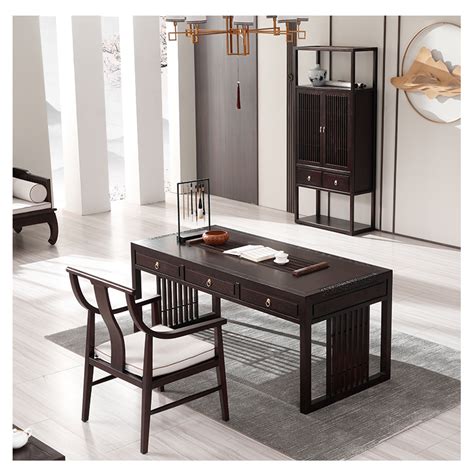 织然新中式餐椅现代家用简约禅意休闲椅子酒店复古家具实木中国风-美间设计