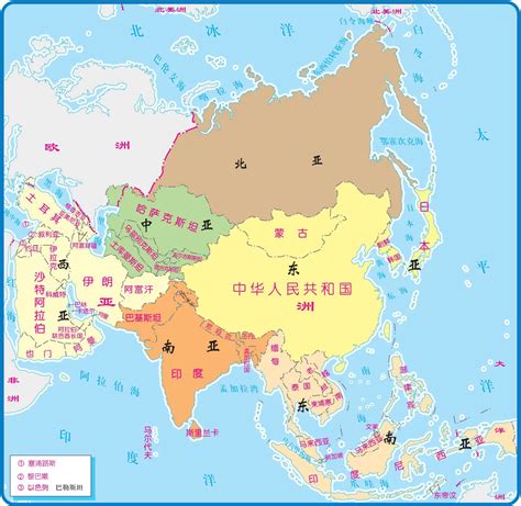 世界地图英文版（大洲图） - 世界政区地图 - 地理教师网