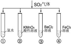将SO2气体分别通入下列试剂.现象和结论均正确的是( ) 选项 试剂 现象 结论 A 酸性KMnO4溶液 溶液褪色 SO2有氧化性 B ...