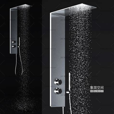 现代不锈钢淋浴器花洒3d模型下载-【集简空间】「每日更新」