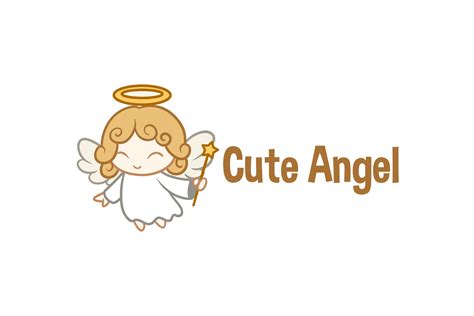 可爱小天使形象吉祥物Logo标志设计模板 Cute Little Angel Character Mascot Logo – 设计小咖