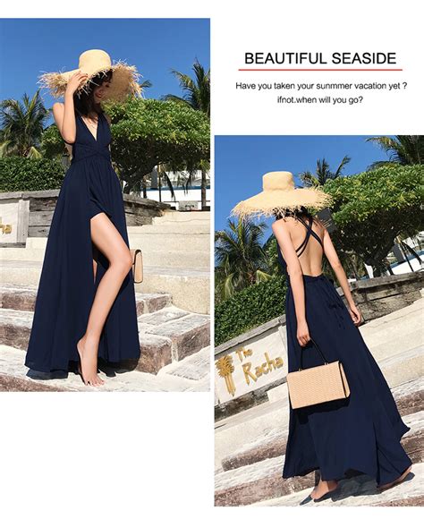 普吉岛裙子沙滩裙泰国海边裙女度假长裙露背连衣裙适合拍照的裙子 - 三坑日记