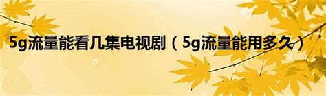 5g流量能看几集电视剧（5g流量能用多久）_重庆尹可科学教育网