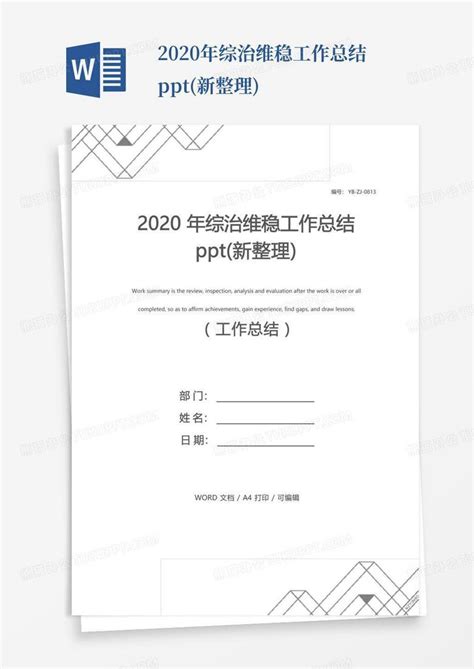 2020年综治维稳工作总结ppt(新整理)Word模板下载_编号lppbxjyz_熊猫办公