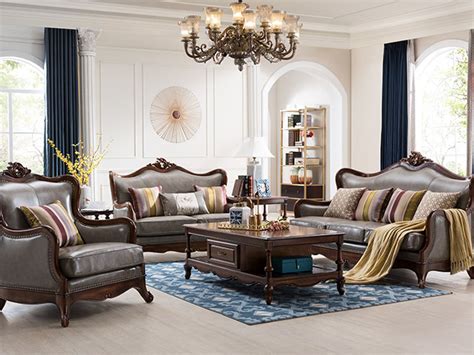 凯迪斯顿家具美式客厅沙发美式轻奢真皮沙发简美皮艺实木沙发乡村沙发组合X602-28 - 逛蠡口