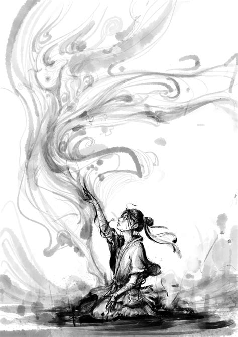 黑白水墨武侠漫画图片