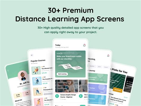 在线教育学习平台app模版UI设计素材Purpose – Distance Learning App Template _ 果觅网（gooodme）