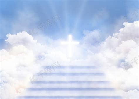 heaven background阶梯上的十字架背景图片免费下载-千库网