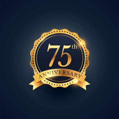 75th anniversary celebration badge label in golden color - Download ...